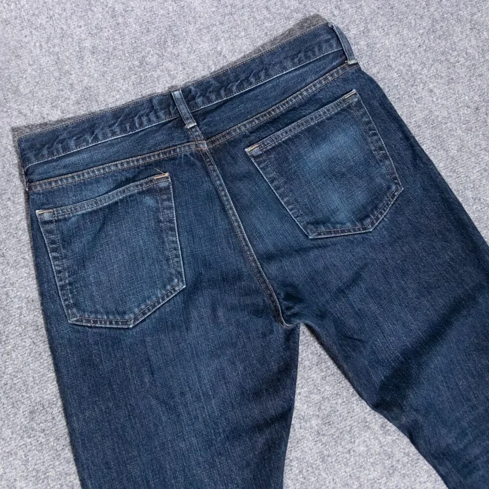 J Crew 770 Slim Straight Jeans Dark Wash Indigo Blue Denim Men's 33x32 Western